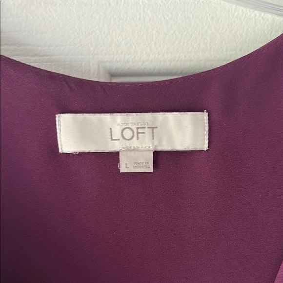 LOFT Purple Ruffled Flutter Sleeve Top - Picture 2 of 3